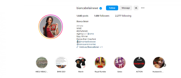 Bianca Belair social media